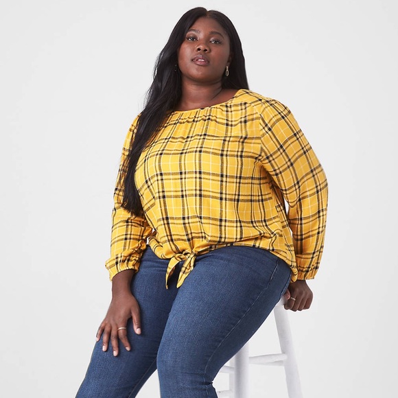 Lane Bryant Classic Crew Neck Tie-Hem Popover Blouse Size 7X 38/40 Plaid NEW - Picture 8 of 8